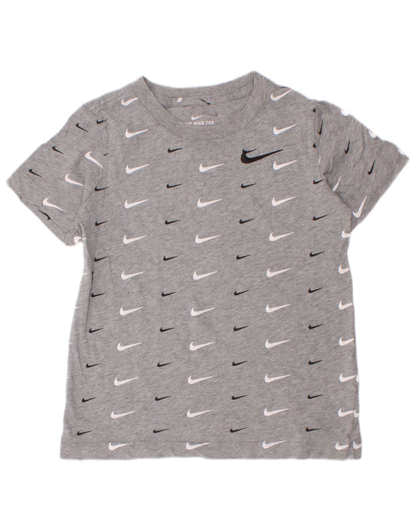Nike Jungen T-Shirt mit Grafik, 6–7 Jahre, XS, graue Baumwolle