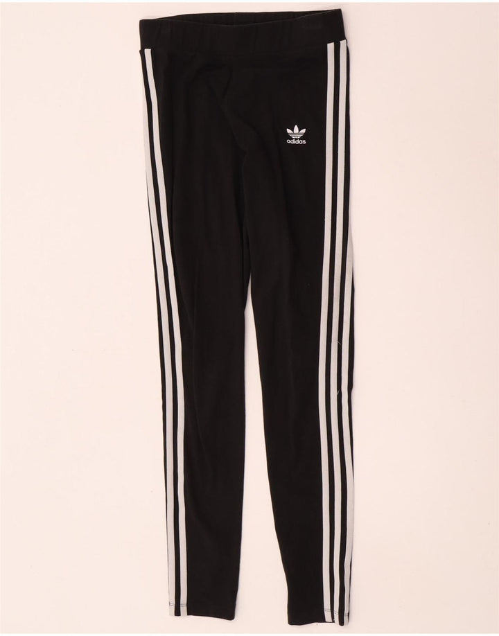 Adidas Damen Leggings UK 10 Small Schwarz Baumwolle