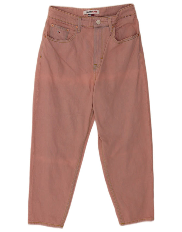 Tommy Hilfiger Damen Acid Wash High Rise Cropped Jeans W30 L23 Rosa Baumwolle