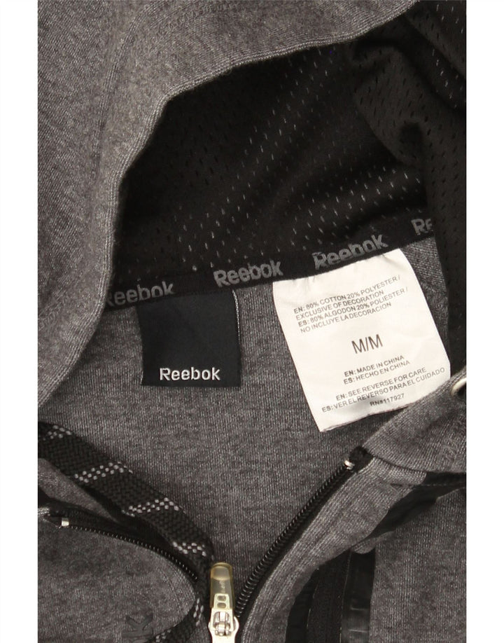 Reebok Herren-Kapuzenpullover mit Reißverschluss, mittelgraue Baumwolle