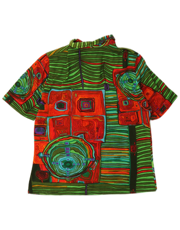 Vintage Damen Poloshirt UK 14 Medium Mehrfarbig Geometrisch
