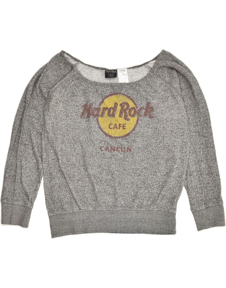 HARD ROCK CAFE Womens Cancun Graphic Sweatshirt Jumper UK 16 Large Grey | Vintage Hard Rock Cafe | Thrift | Second-Hand Hard Rock Cafe | Used Clothing | Messina Hembry 