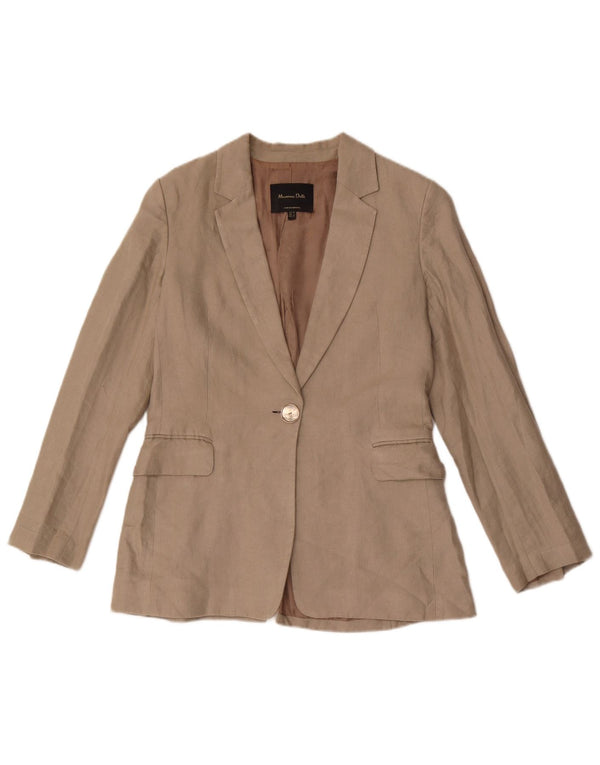 Massimo Dutti Damen-Blazer mit 1 Knopf, EU 38, kleines graues Leinen
