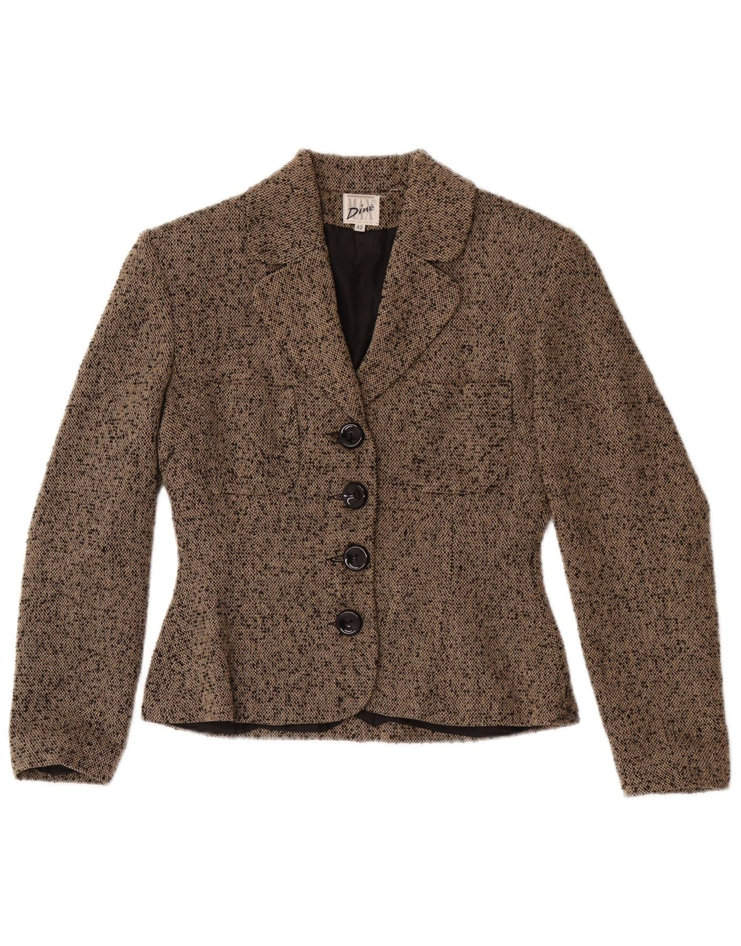 Max Dine Damen-Blazer mit 4 Knöpfen, IT 42, mittelbraun geflecktes Acryl