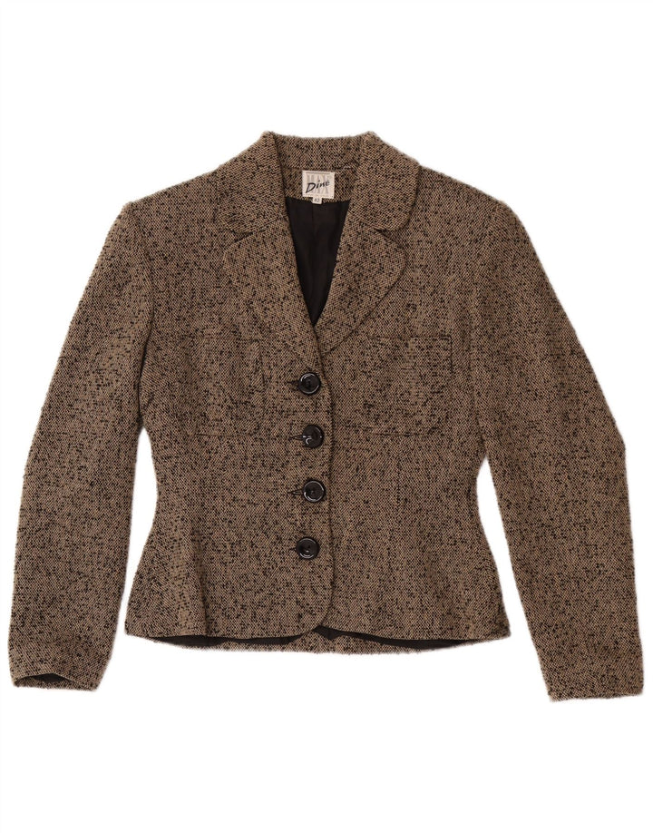 Max Dine Damen-Blazer mit 4 Knöpfen, IT 42, mittelbraun geflecktes Acryl