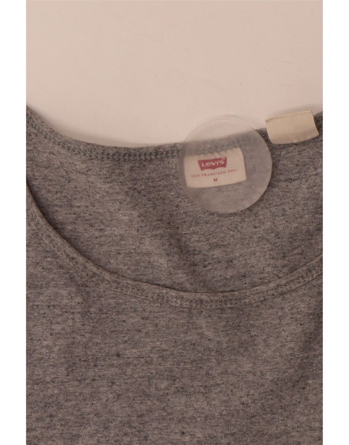 Levi's Damen-T-Shirt-Oberteil UK 12 Mittelgrau gefleckte Baumwolle