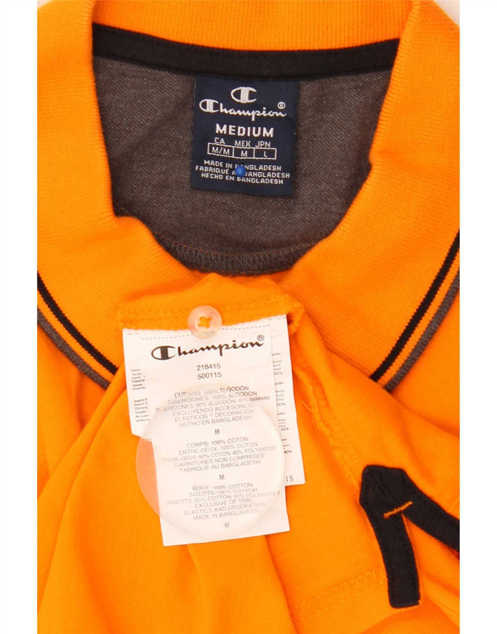 Champion Herren-Poloshirt aus mittelorange gestreifter Baumwolle