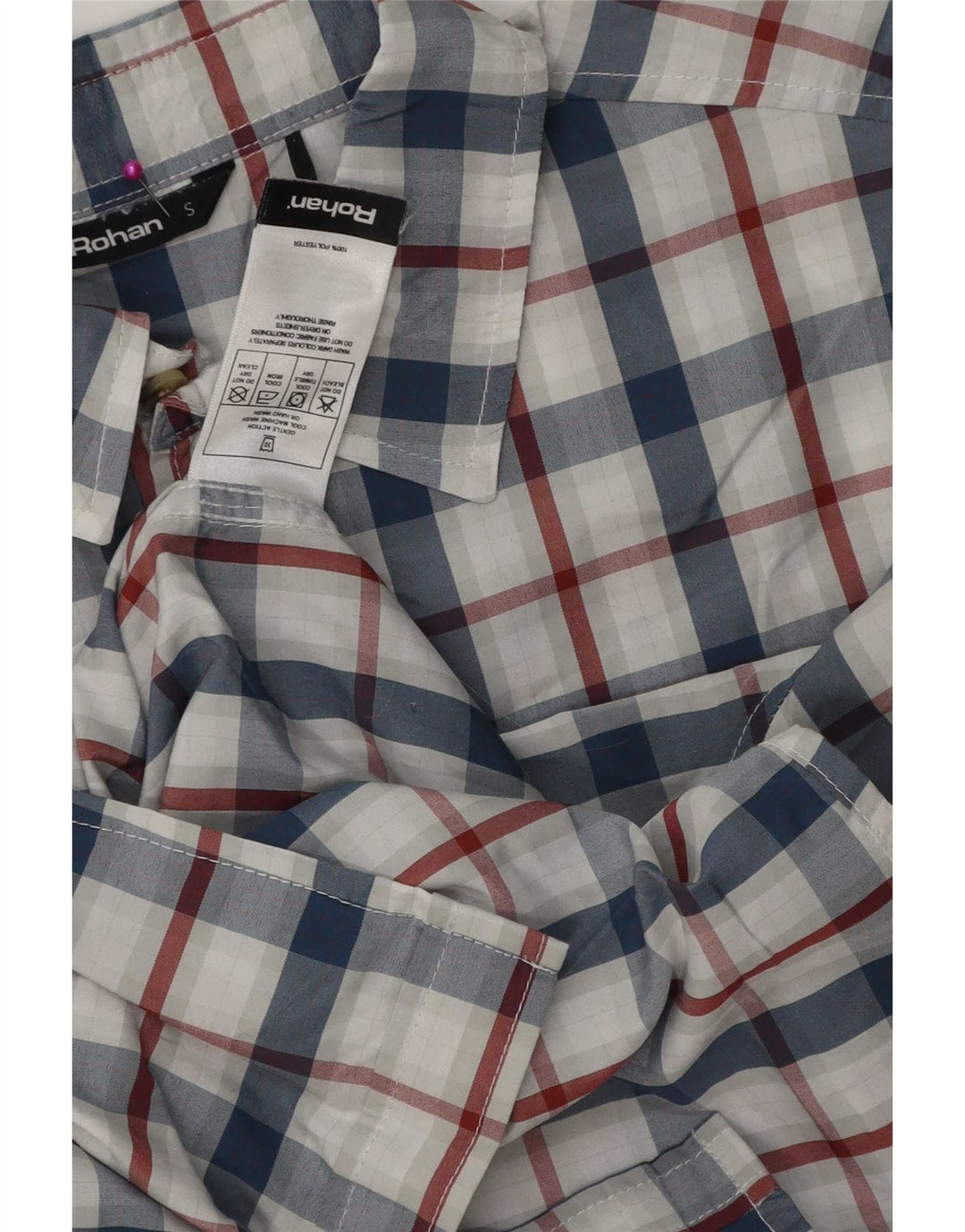 Rohan Herren-Kurzarmhemd, klein, blau kariert, Polyester