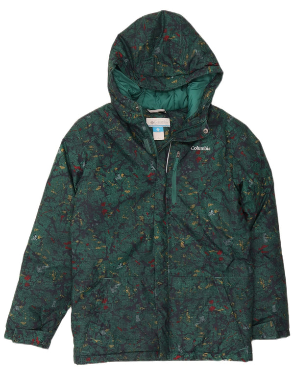 Columbia Jungen-Jacke mit Kapuze, gepolstert, 14–15 Jahre, Größe L, grüne Tarnung