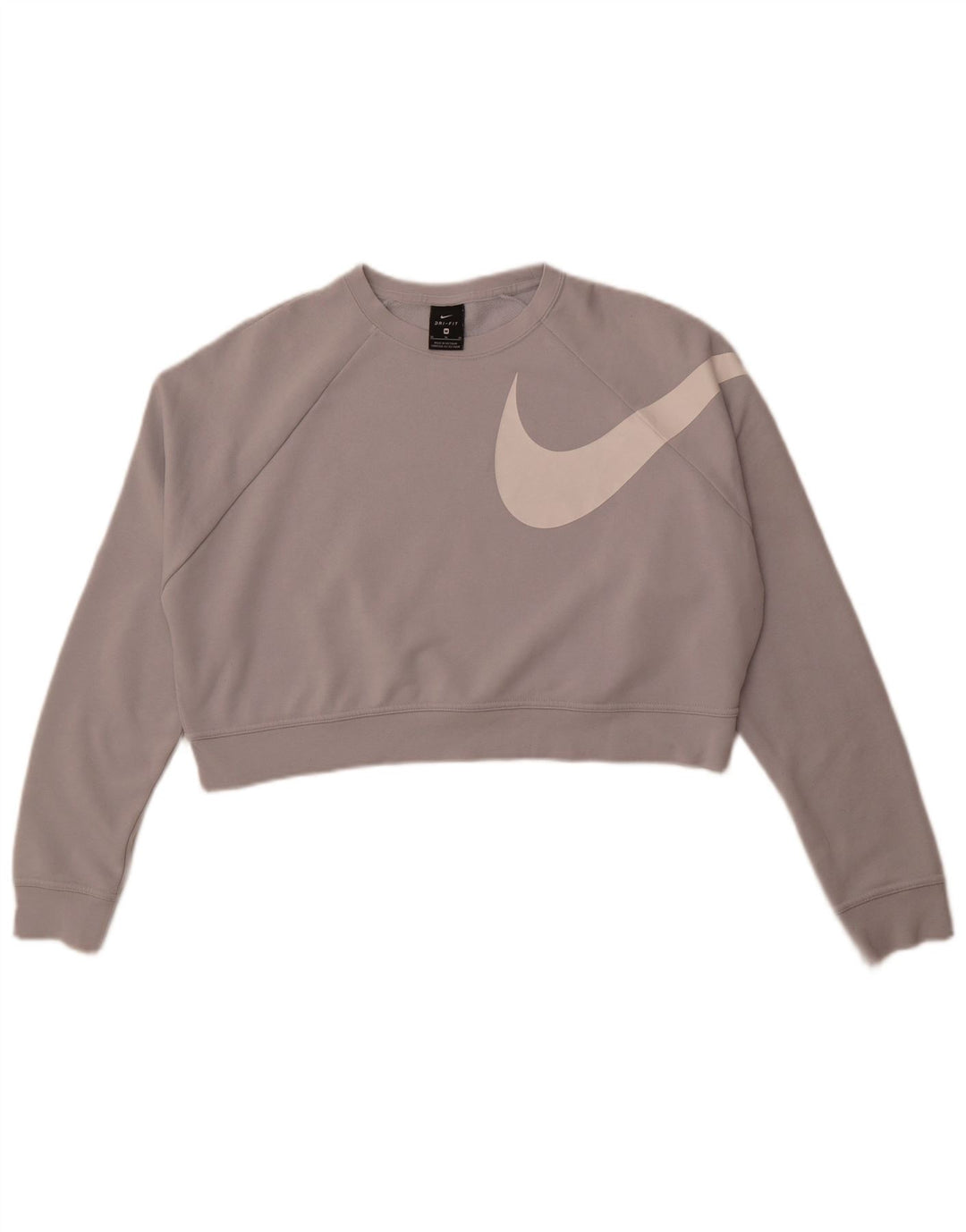 NIKE Womens Dri Fit Oversized Graphic Sweatshirt Jumper UK 14 Medium Grey