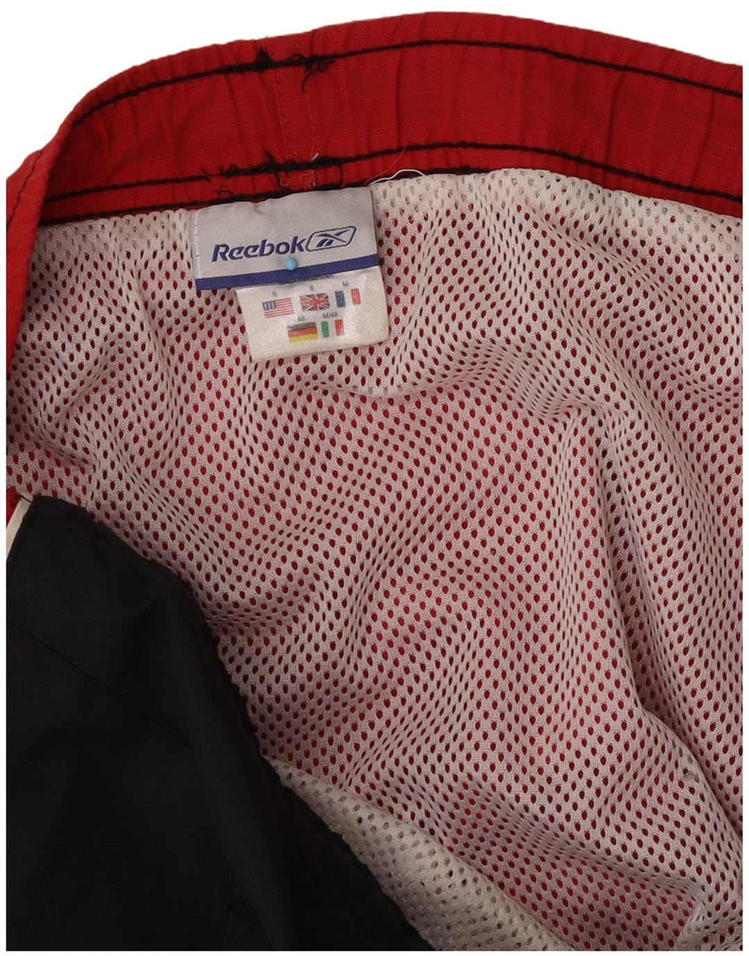 Reebok Herren-Badeshorts mit Grafik, Größe S, Schwarz, Colourblock-Nylon