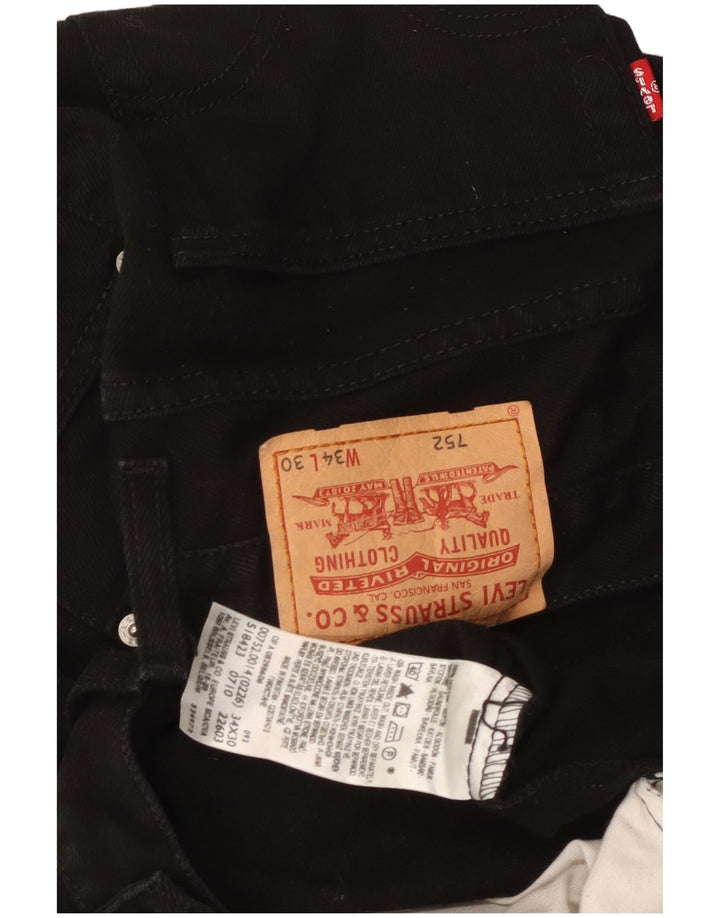 Levi's Herren 752 Straight Jeans W34 L26 Schwarze Baumwolle