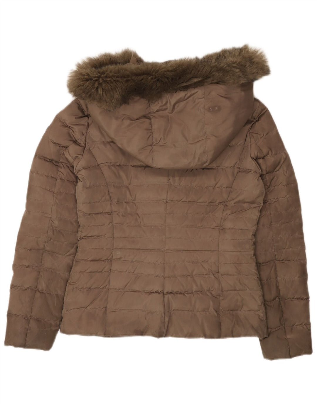 ARMANI JEANS Wattierte Damenjacke mit Kapuze IT 40 Small Braunes Polyester