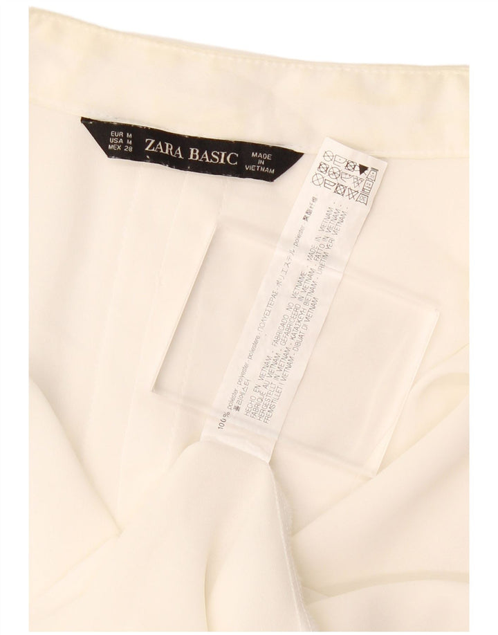 ZARA Damen-Bluse mit Fledermausärmeln und 3/4-Ärmeln, UK-Größe 44, Mittelweiß, Polyester