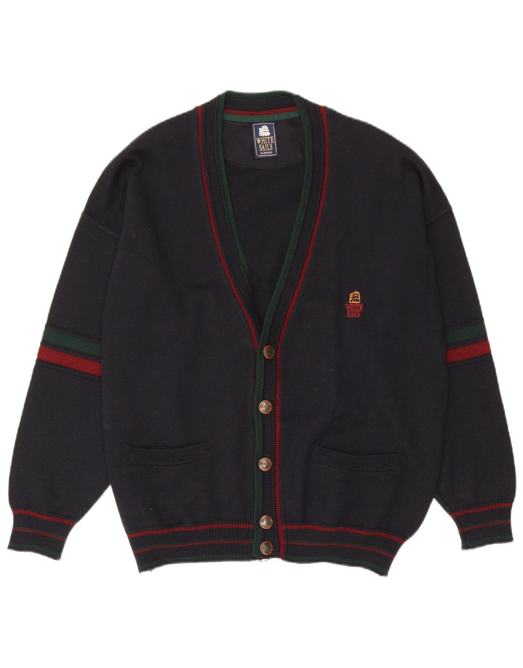 White Sails Herren-Strickjacke, Größe L, Marineblau
