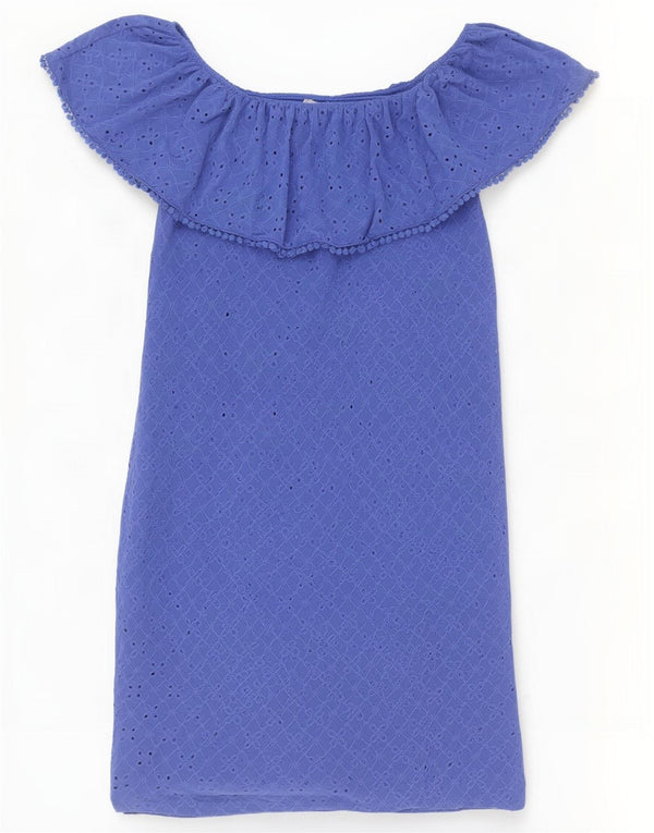 Oasis Schulterfreies Damenkleid UK 6 XS Blau Polyester
