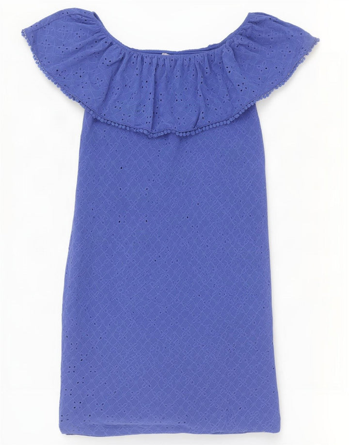 Oasis Schulterfreies Damenkleid UK 6 XS Blau Polyester