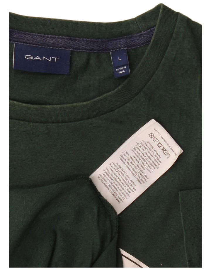 Gant Herren Grafik-T-Shirt-Oberteil, groß, grüne Baumwolle