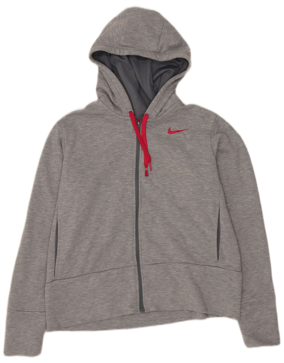 Nike Damen Dri Fit Übergroßer Kapuzenpullover mit Reißverschluss, UK 10, Größe S, Grau, Polyester
