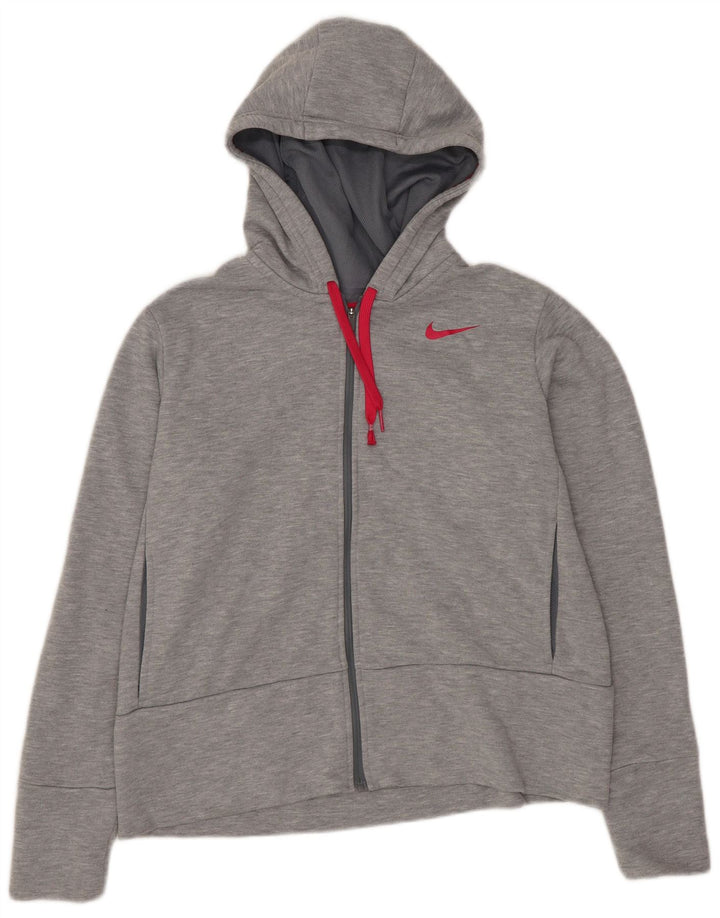 Nike Damen Dri Fit Übergroßer Kapuzenpullover mit Reißverschluss, UK 10, Größe S, Grau, Polyester