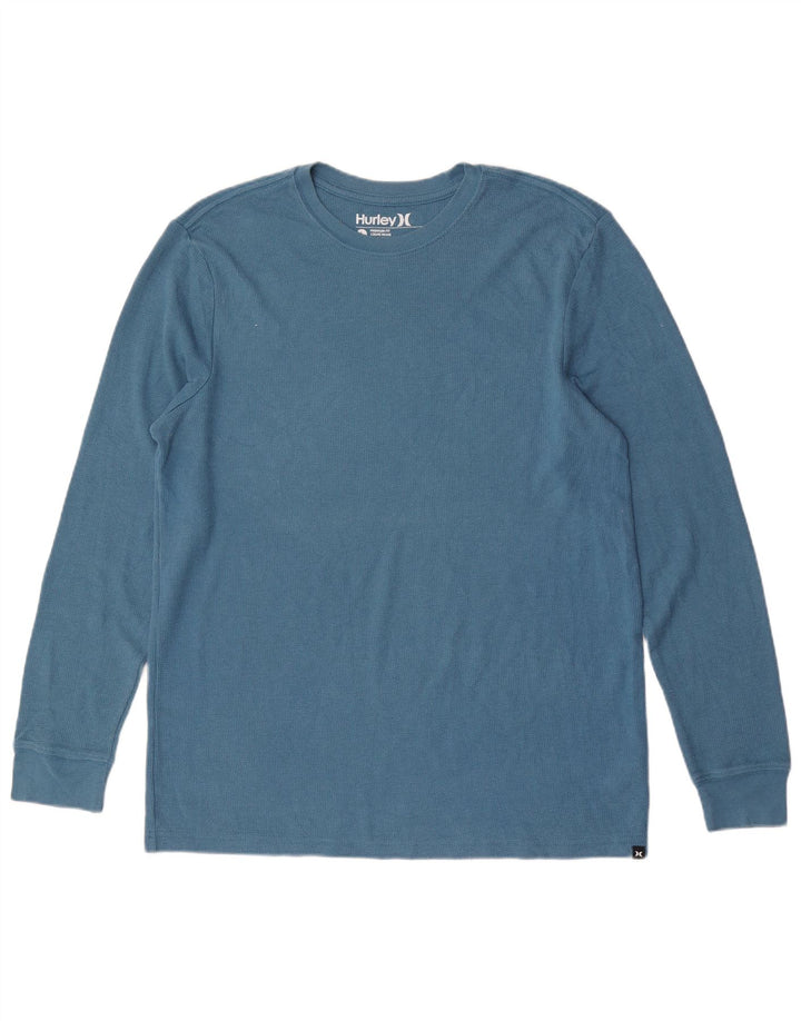 Hurley Herren-Top mit Premium-Passform, langärmelig, groß, aus blauer Baumwolle