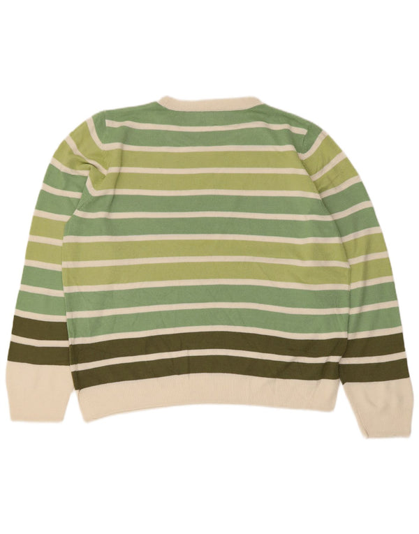 Marks & Spencer Damen-Pullover mit Rundhalsausschnitt, Gr. 40, Größe L, grün gestreift
