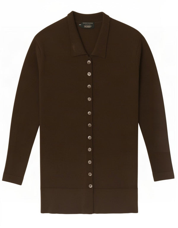Hobbs Damen Strickjacke UK 14 Large Khaki Merinowolle