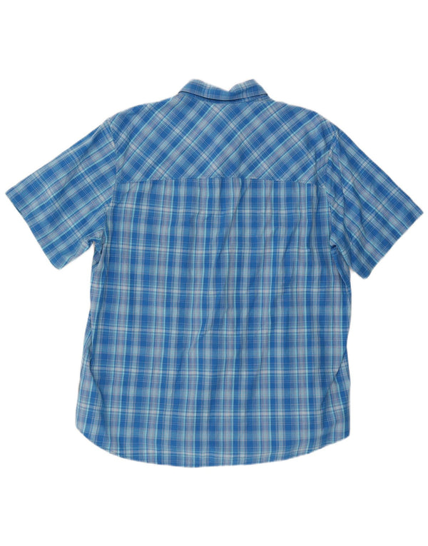 Jack Wolfskin Herren-Kurzarmhemd, Größe 44/46 XL, blau karierte Baumwolle