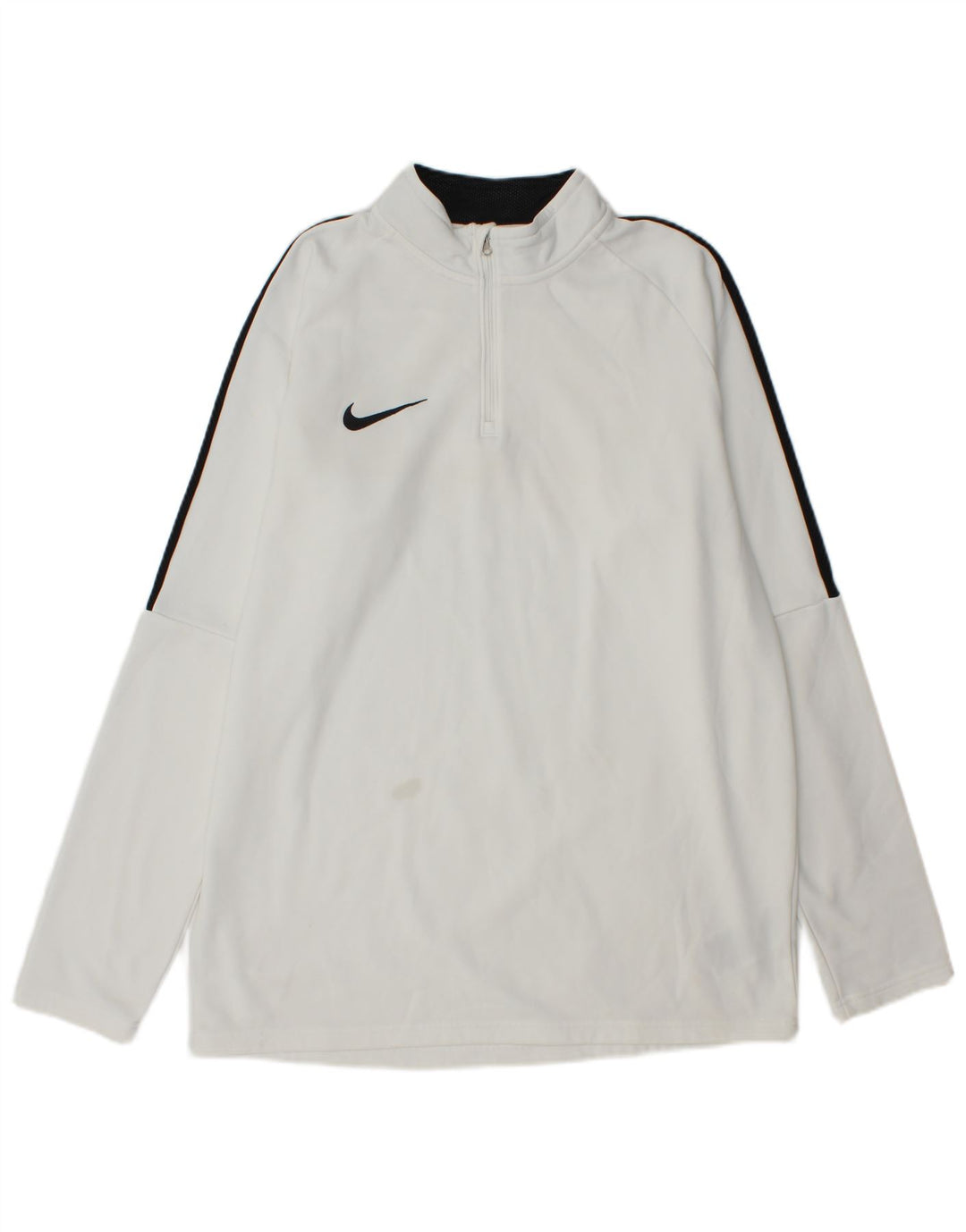 Nike Herren Dri Fit Pullover-Trainingsoberteil mit Reißverschluss, Größe L, Weiß, Farbblock