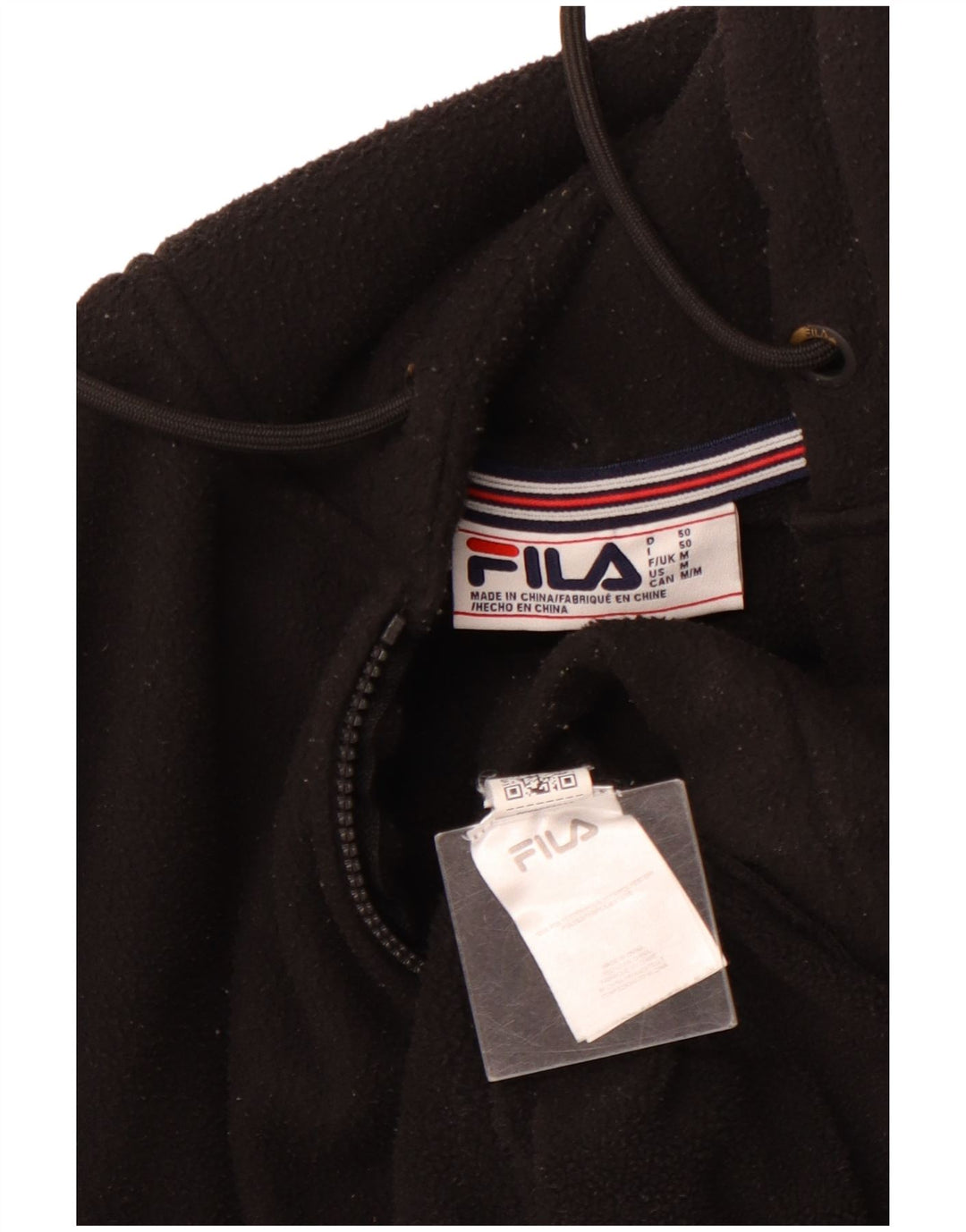 FILA Herren-Fleecepullover mit Kapuze und Reißverschluss am Hals, Mittelschwarzes Polyester