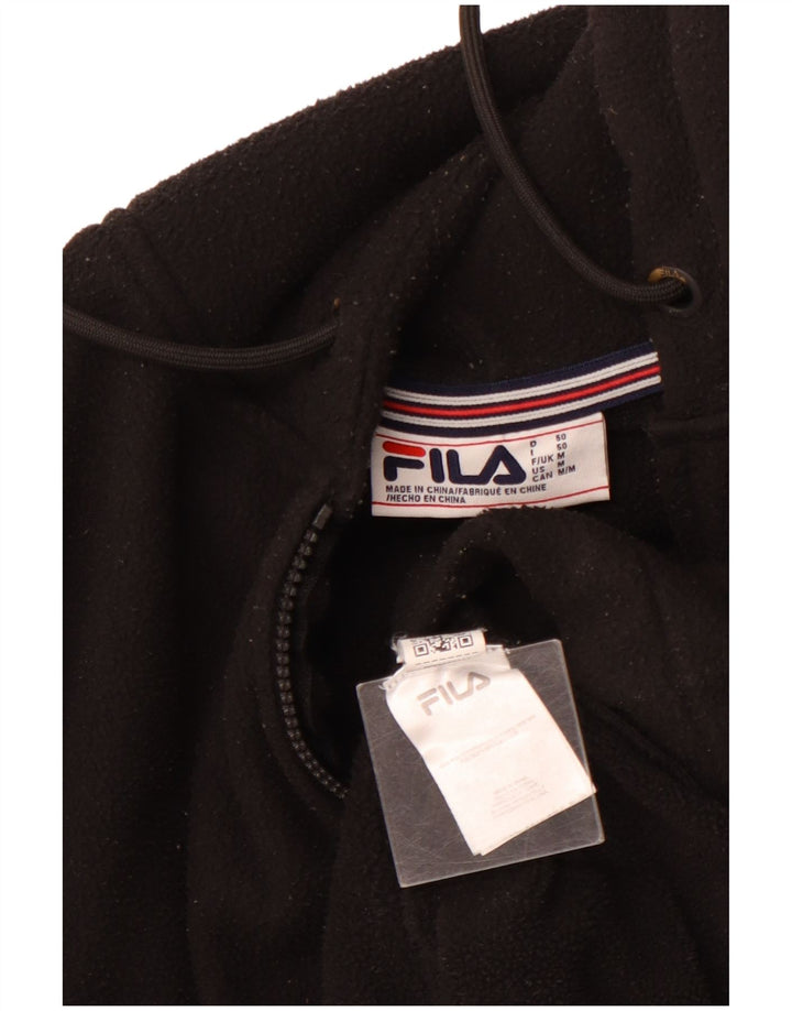 FILA Herren-Fleecepullover mit Kapuze und Reißverschluss am Hals, Mittelschwarzes Polyester