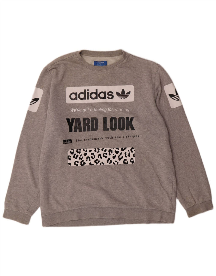 ADIDAS Herren Grafik-Sweatshirt-Pullover, große graue Baumwolle