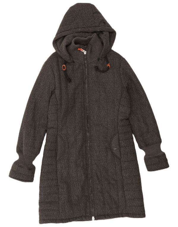 KHUJO Damen-Kapuzenmantel UK 20 2XL Grau meliertes Polyester