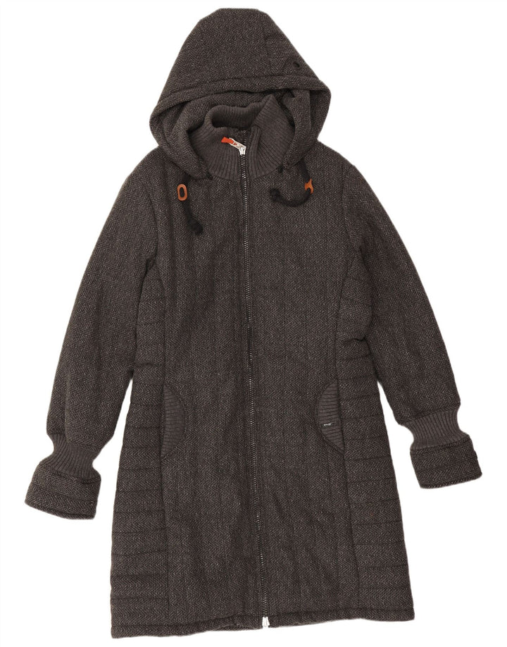 KHUJO Damen-Kapuzenmantel UK 20 2XL Grau meliertes Polyester