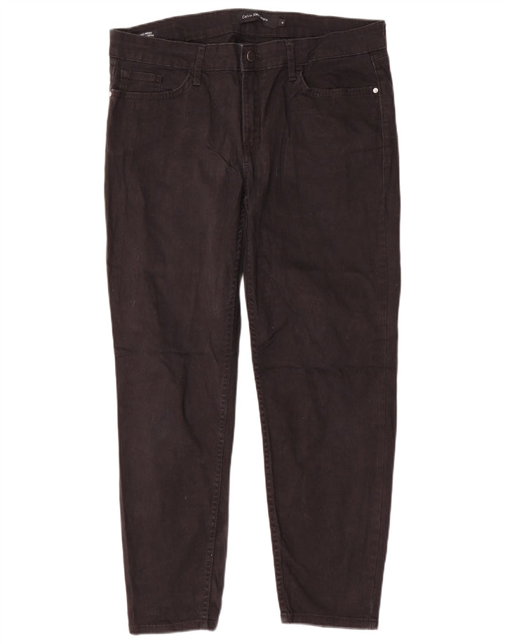 CALVIN KLEIN Damen Skinny Freizeithose US 14 XL W34 L26 Schwarze Baumwolle