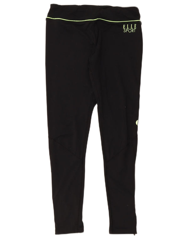 Elle Sport Womens Graphic Leggings UK 14 Mittelschwarzes Polyester