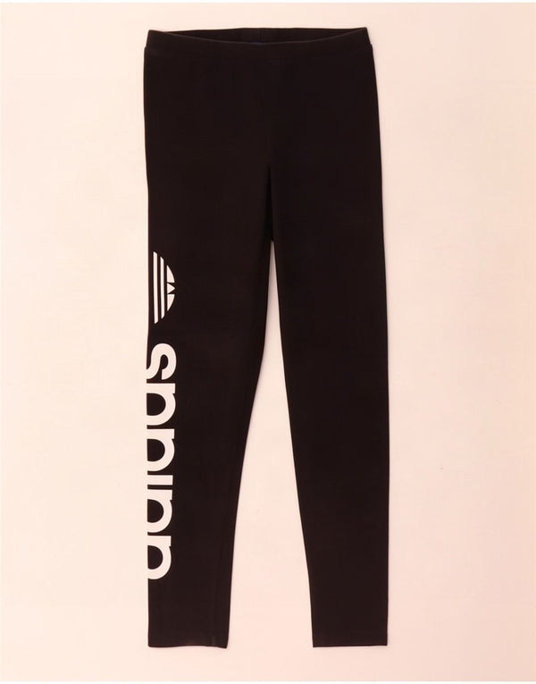 Adidas Damen Graphic Leggings UK 8 Small Schwarz Baumwolle