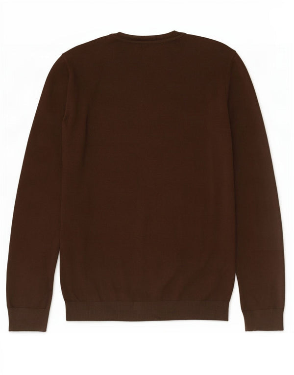 Tommy Hilfiger Womens V-Neck Jumper Sweater UK 12 Medium Brown Cotton