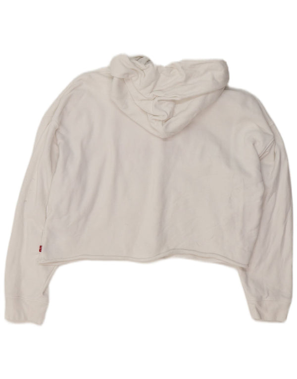 LEVI'S Damen-Pullover mit übergroßem Crop-Hoodie, UK-Größe 14, mittelweiße Baumwolle