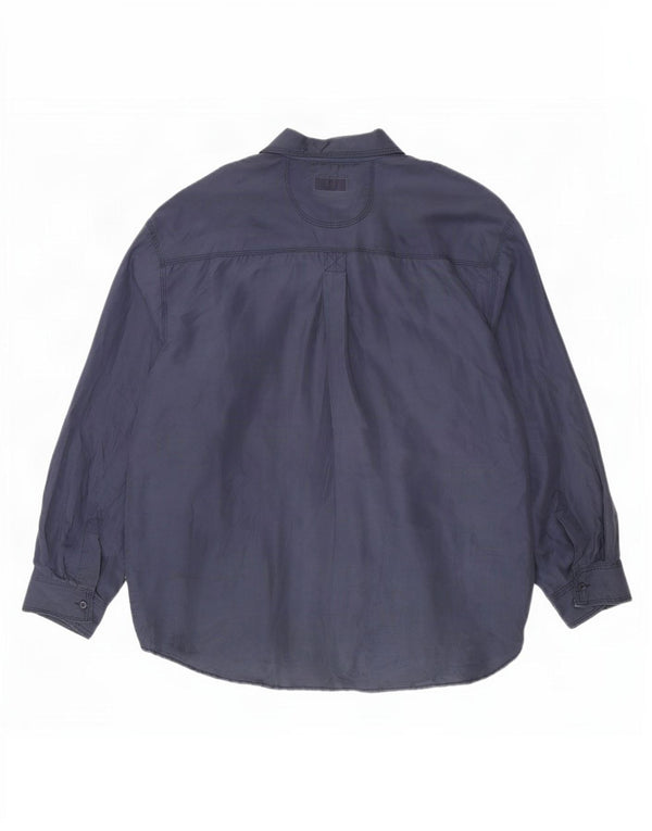 Vintage Mens Shirt XL Navy Blue Silk
