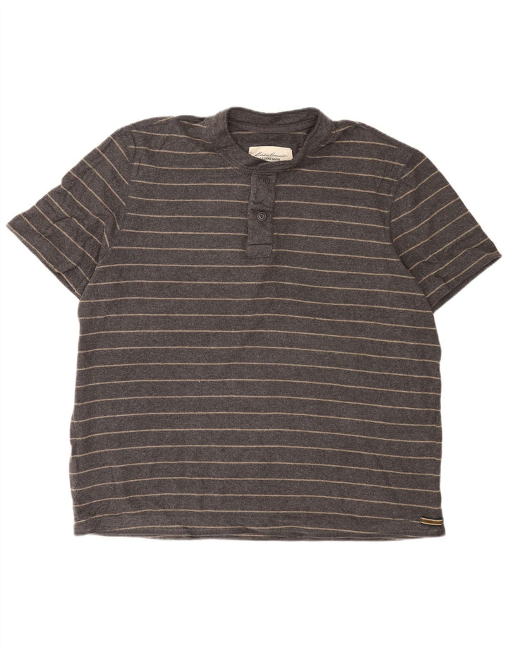 Eddie Bauer Herren-Poloshirt XL, grau gestreift, Baumwolle