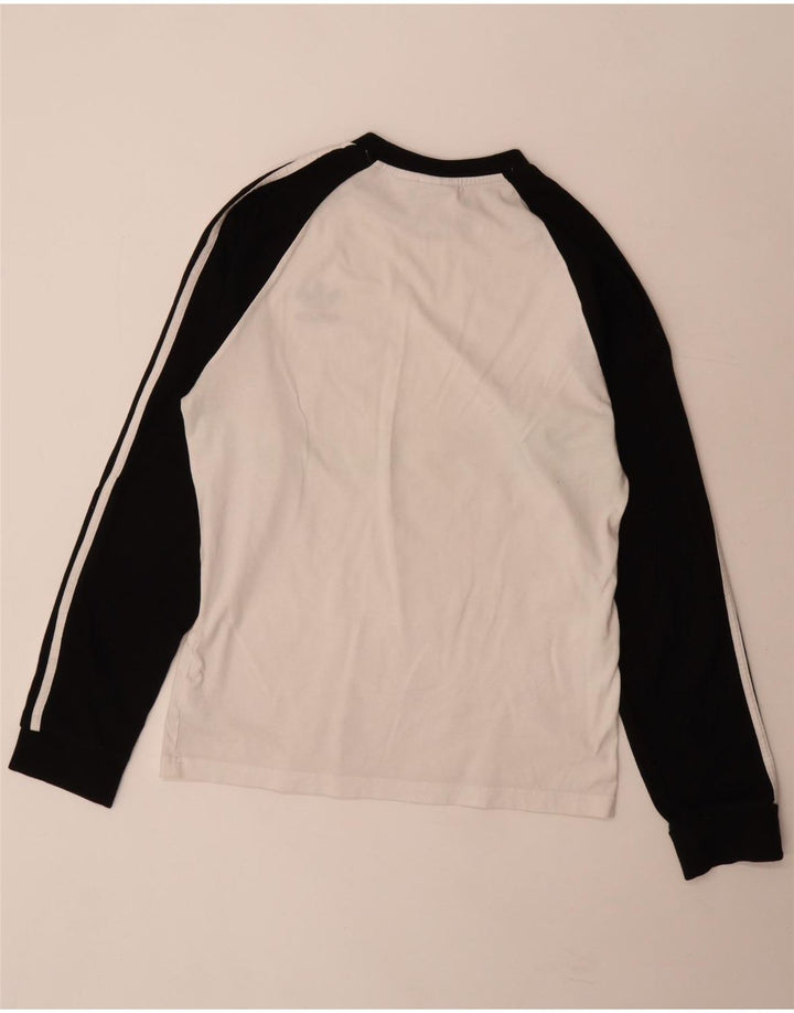 Adidas Herren-Top, langärmelig, mittelweiß, Colourblock-Baumwolle