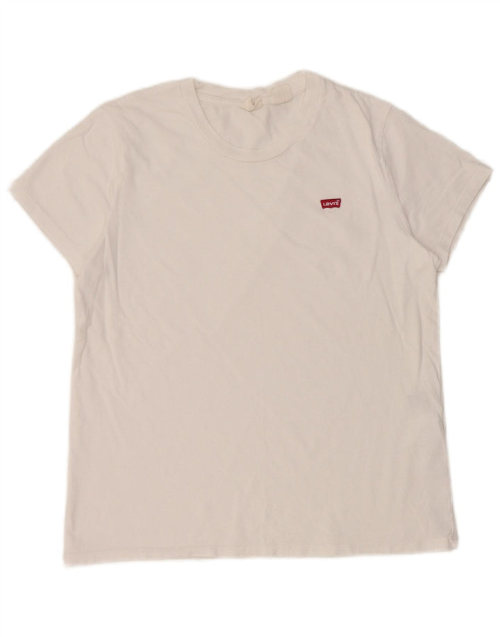 Levi's Damen T-Shirt Top UK 12 Mittelweiße Baumwolle