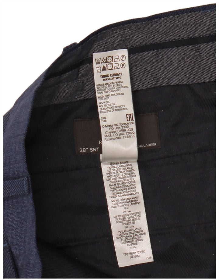 Marks & Spencer Herren-Anzughose in normaler Passform, W38, L29, blaue Wolle