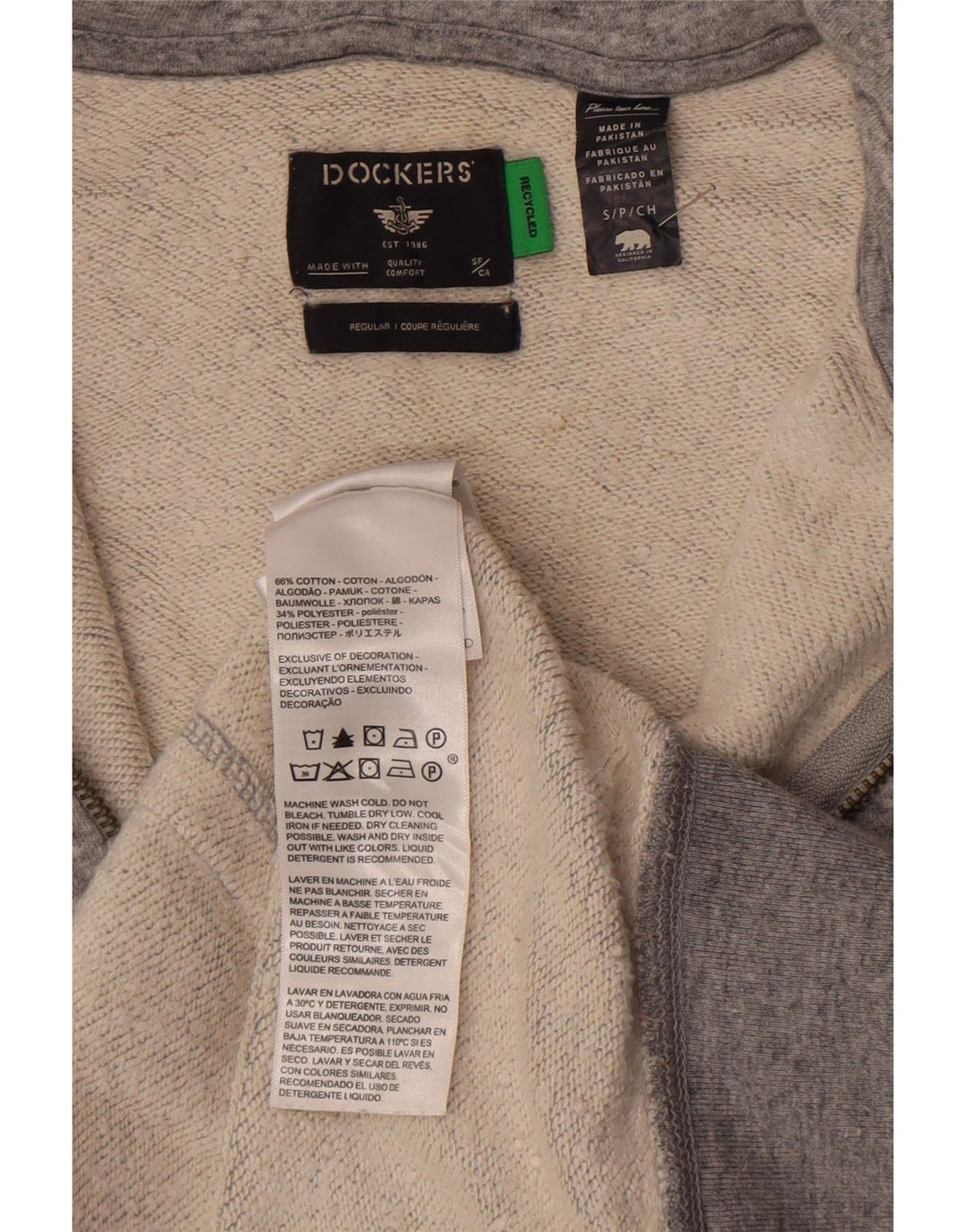 Dockers Herren-Kapuzenpullover mit normalem Reißverschluss, klein, grau meliert, Baumwolle