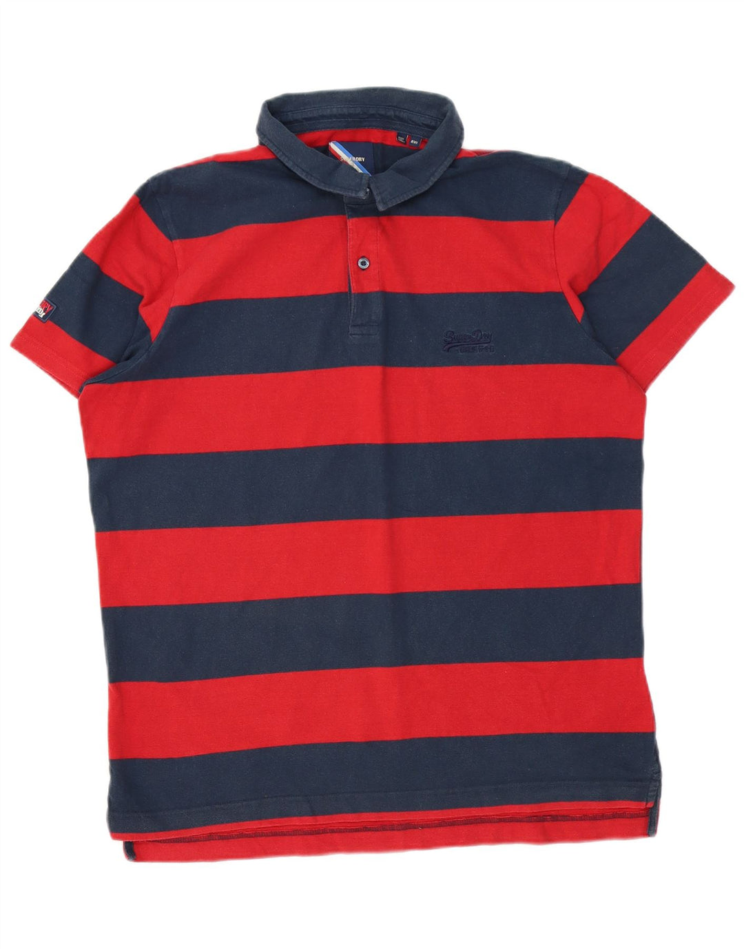 Superdry Herren-Poloshirt 2XL aus rot gestreifter Baumwolle