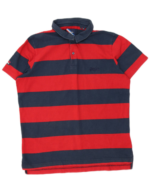 Superdry Herren-Poloshirt 2XL aus rot gestreifter Baumwolle