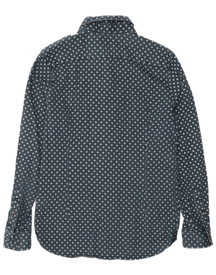 Ted Baker Herrenhemd, Größe 3, mittelgroß, marineblau, geblümt, Baumwolle