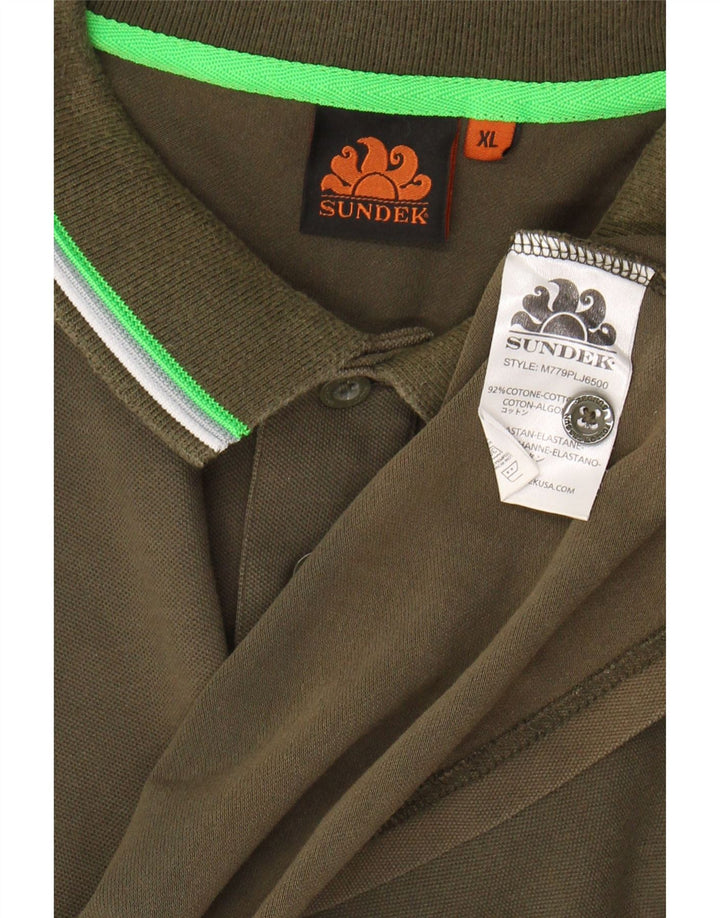 SUNDEK Mens Polo Shirt XL Khaki Cotton