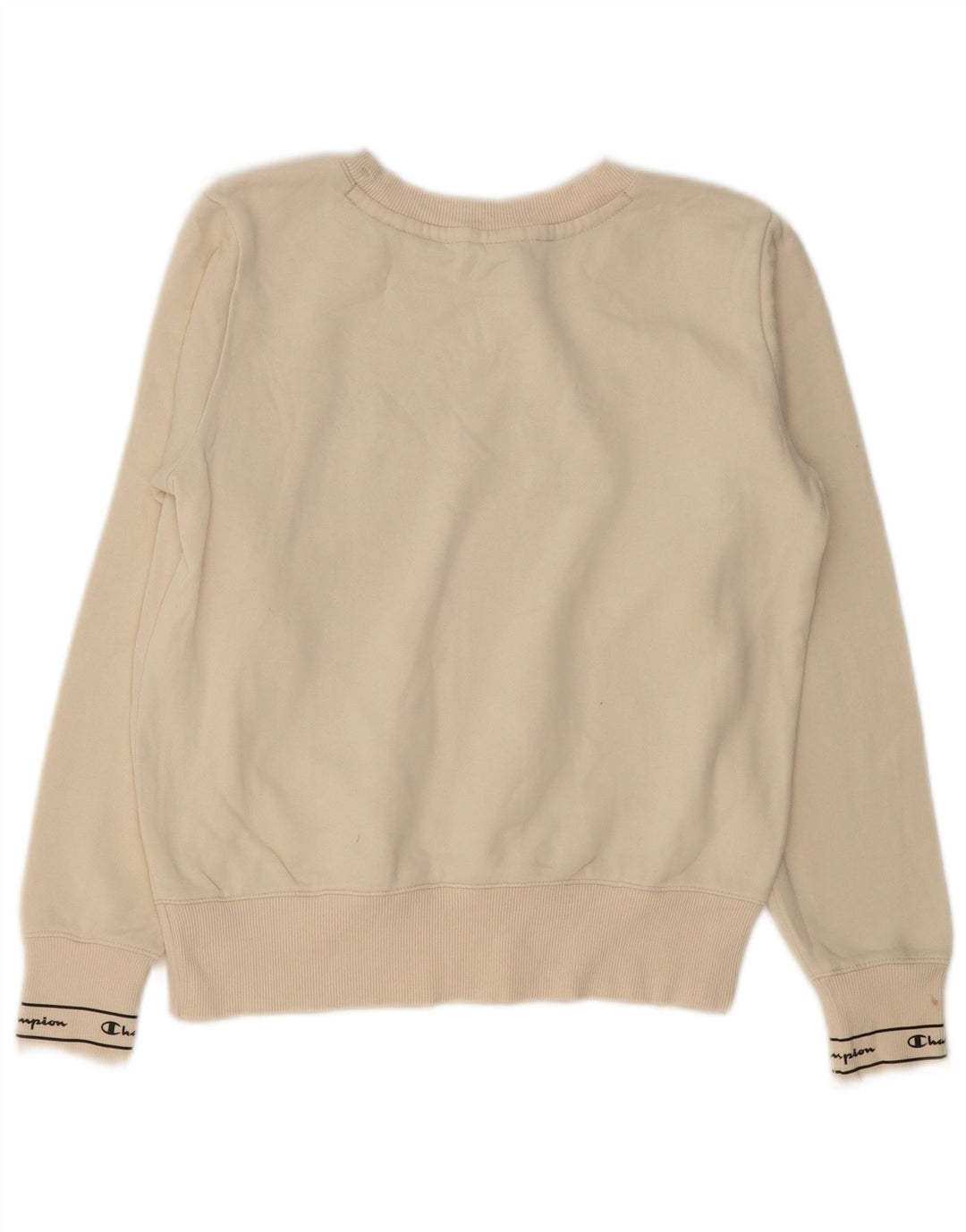 Champion Womens Graphic Oversized Sweatshirt Pullover UK 10 Small Off White